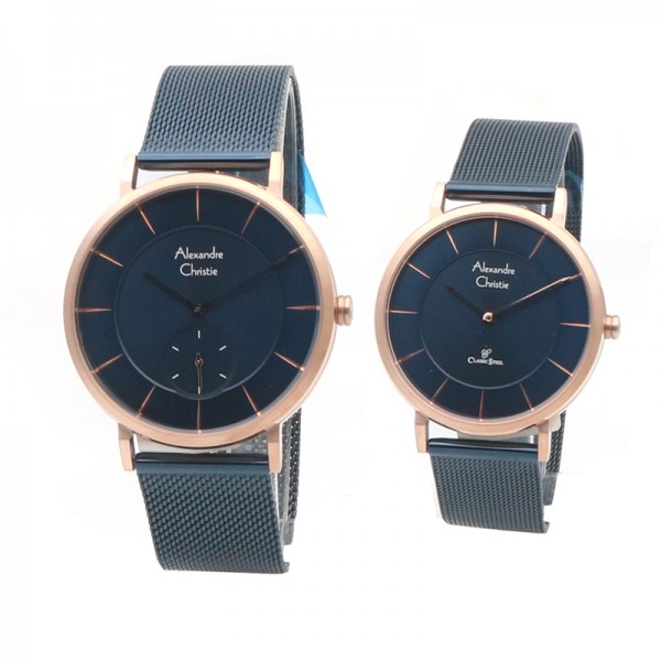 Alexandre Christie AC 8586 Rosegold Blue Couple